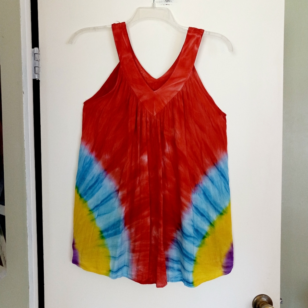 Colors of India free size tank tunic tie dye print